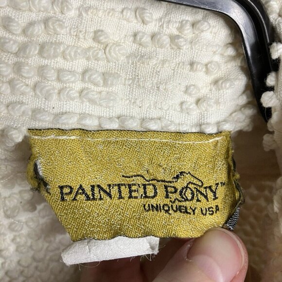 Vintage Painted Pony Cardigan Womens Crop Jacket Blazer Upcycled Blanket Coat - Picture 2 of 7